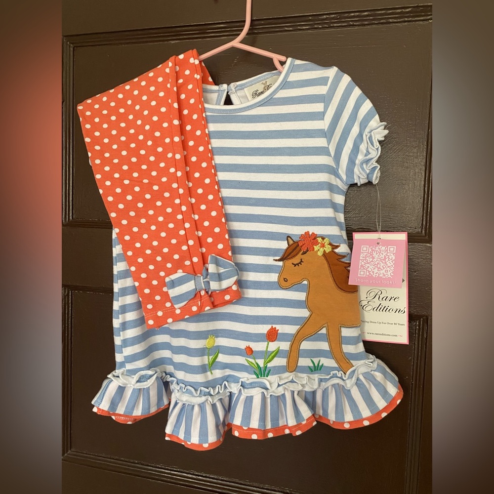 Rare Editions NWT 3T 2 piece horse set